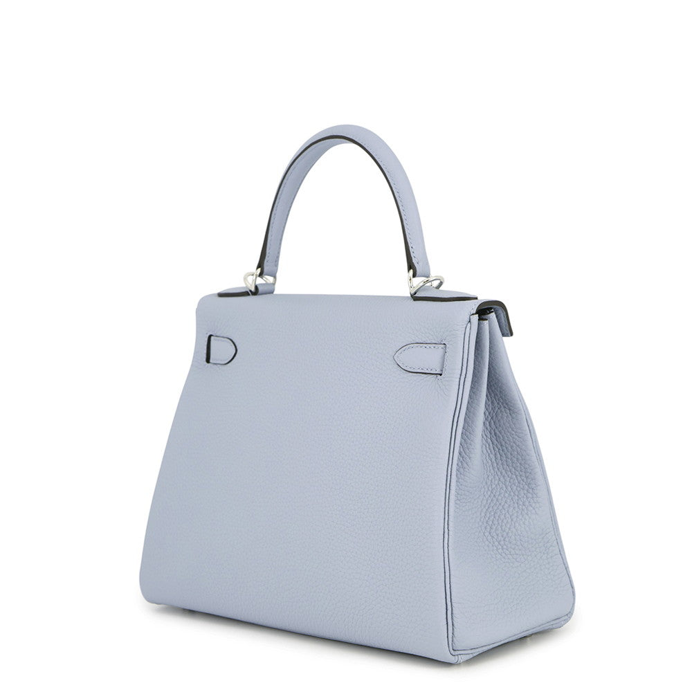 HERMES Kelly Retourne Blue Lin Togo Leather Size 28