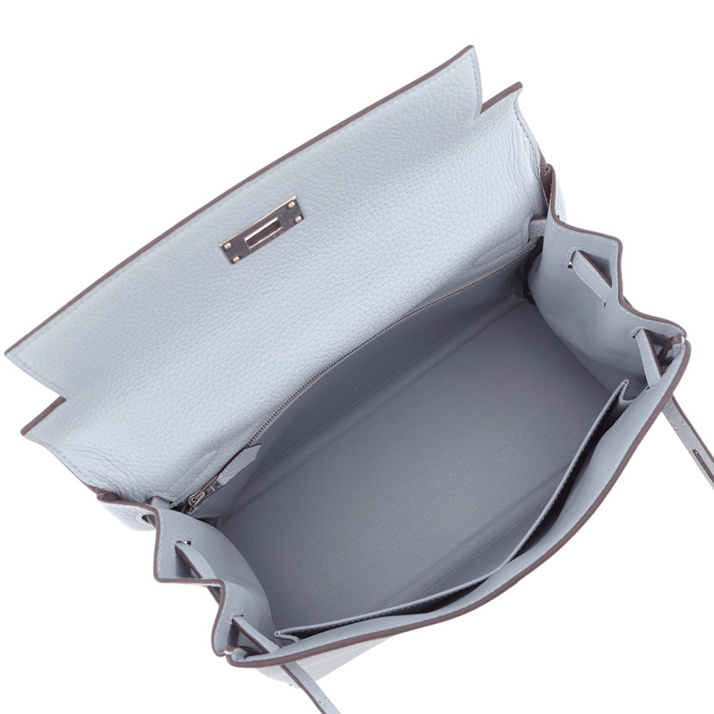 HERMES Kelly Retourne Blue Lin Togo Leather Size 28
