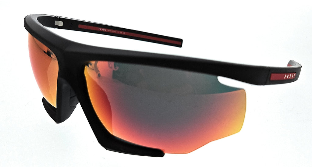 Prada Linea Rossa 0PS 07YS DG010A Black rubber Rectangular Sunglasses