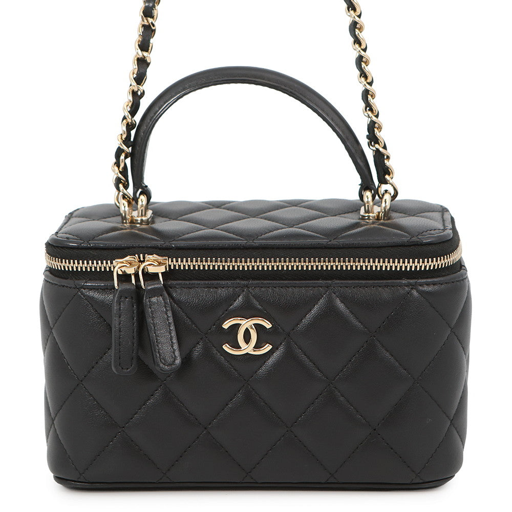 CHANEL Matelasse Vanity Chain Shoulder Bag BlackAP2199 Lambskin