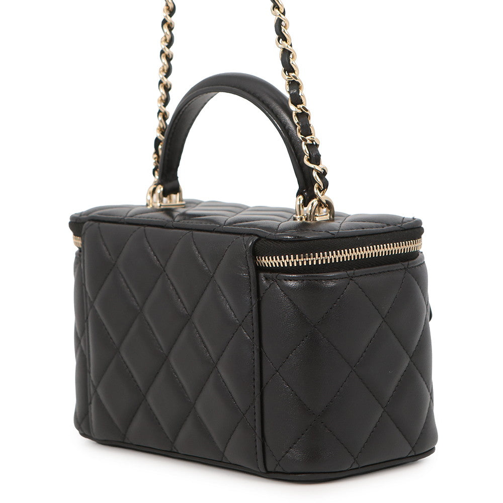 CHANEL Matelasse Vanity Chain Shoulder Bag BlackAP2199 Lambskin