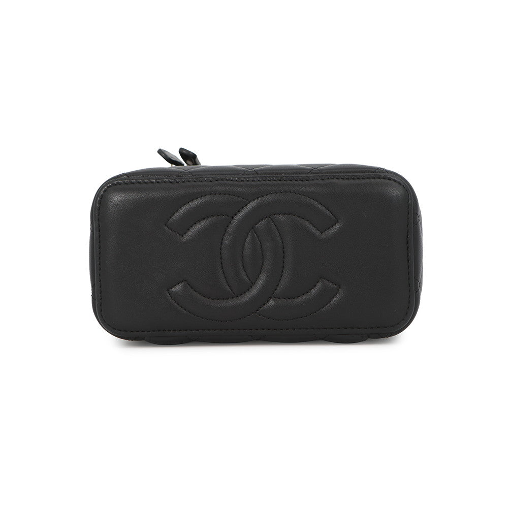 CHANEL Matelasse Vanity Chain Shoulder Bag BlackAP2199 Lambskin