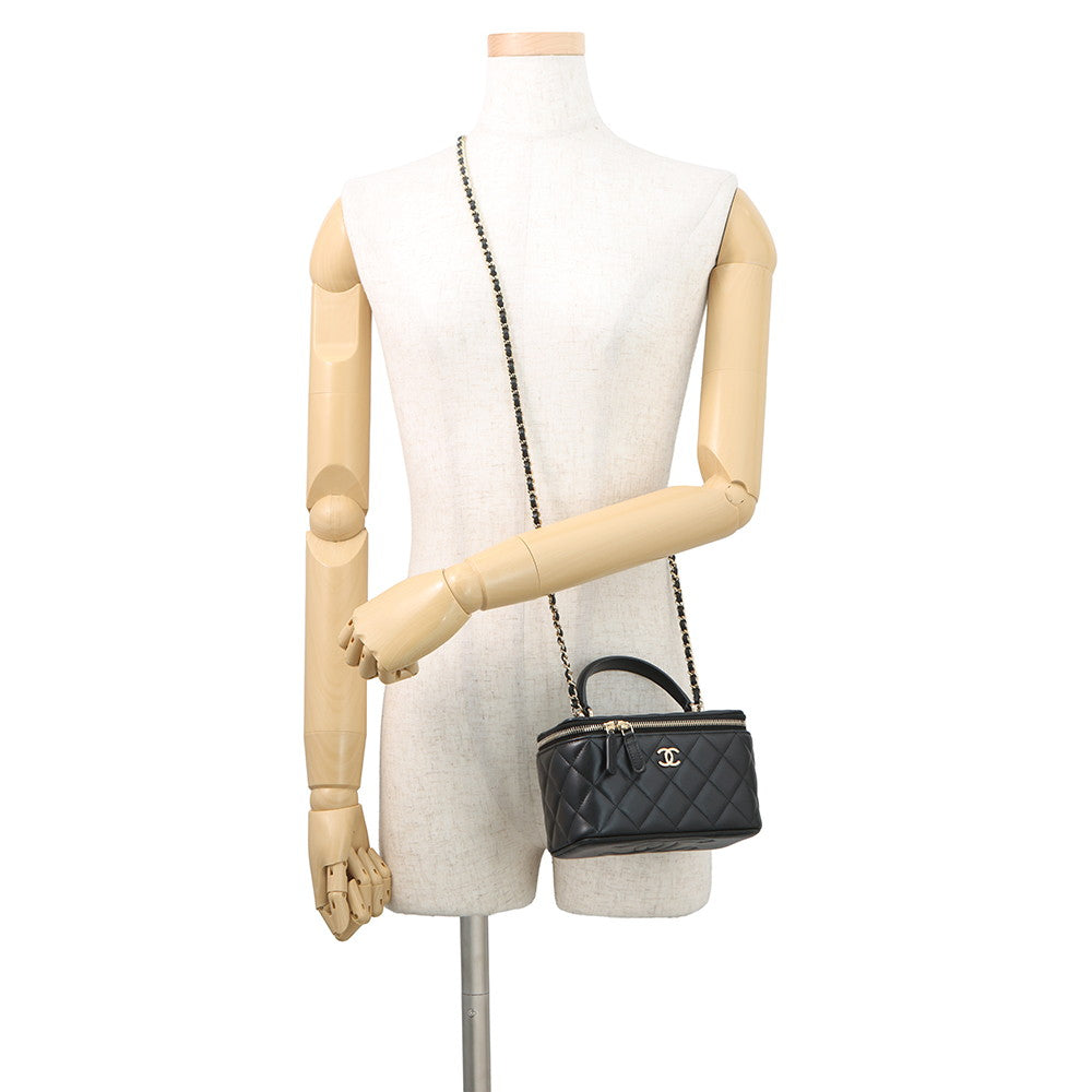 CHANEL Matelasse Vanity Chain Shoulder Bag BlackAP2199 Lambskin