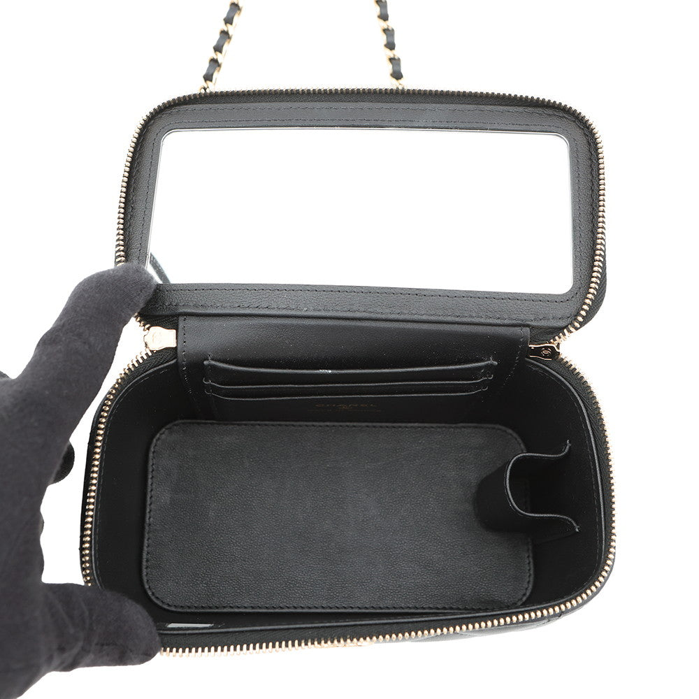CHANEL Matelasse Vanity Chain Shoulder Bag BlackAP2199 Lambskin
