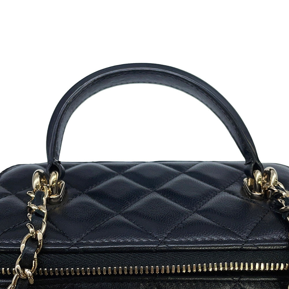 CHANEL Matelasse Vanity Chain Shoulder Bag BlackAP2199 Lambskin
