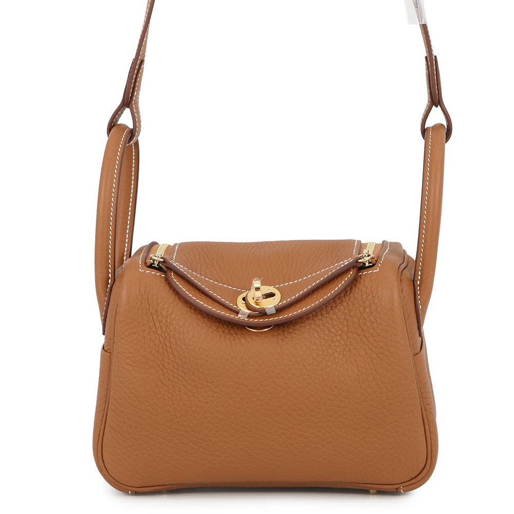 HERMES Lindy Gold Taurillon Clemence Size Mini