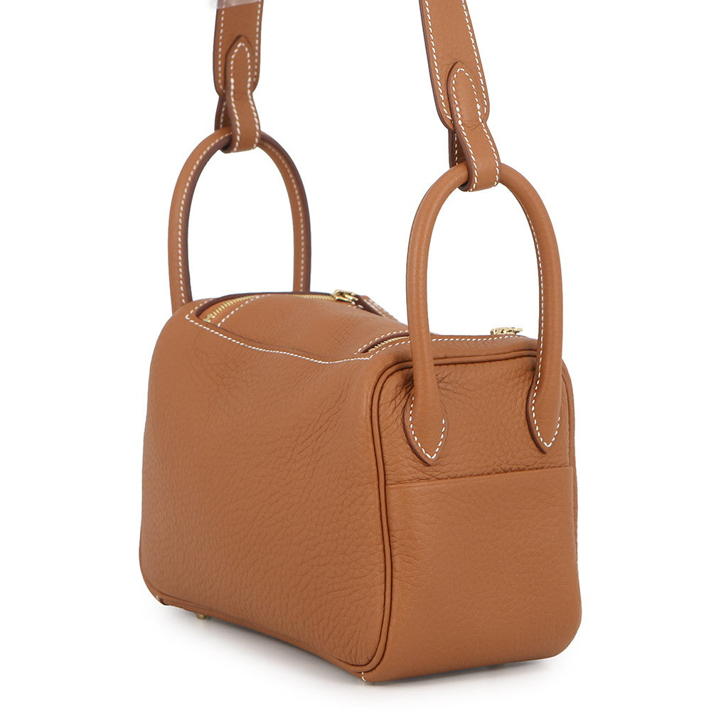 HERMES Lindy Gold Taurillon Clemence Size Mini