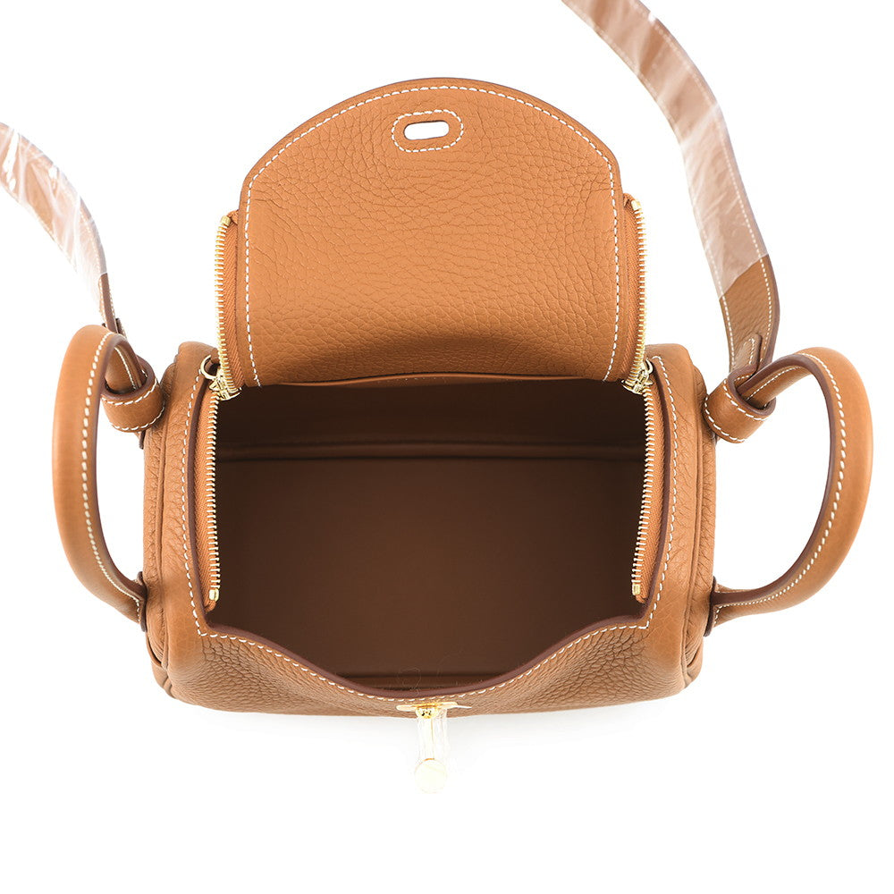 HERMES Lindy Gold Taurillon Clemence Size Mini