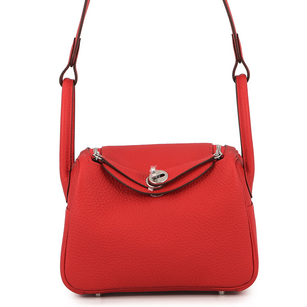 HERMES Lindy Rouge Ladue Taurillon Clemence Size Mini