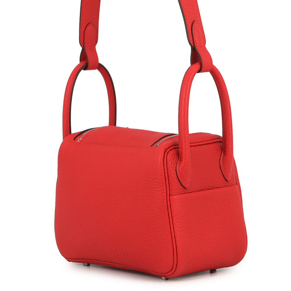 HERMES Lindy Rouge Ladue Taurillon Clemence Size Mini