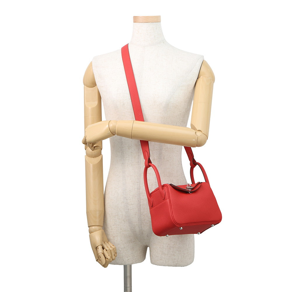 HERMES Lindy Rouge Ladue Taurillon Clemence Size Mini