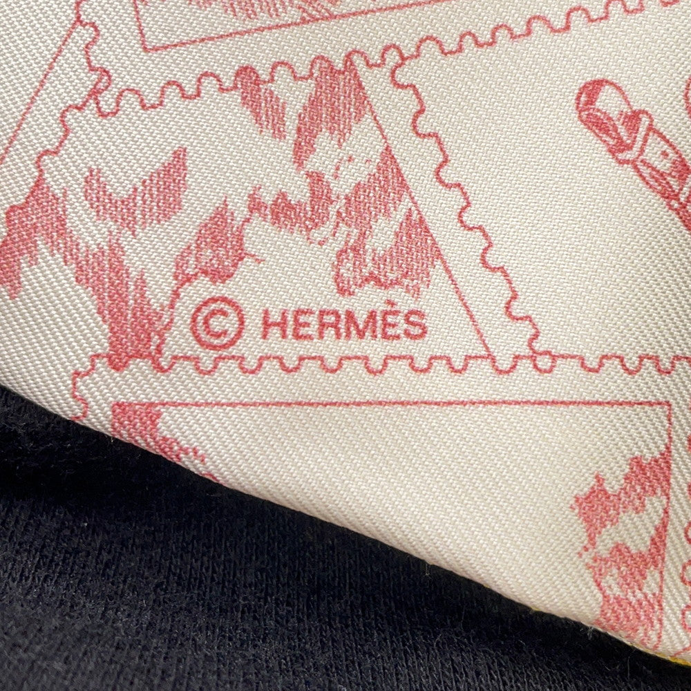 HERMES Fauve, a stamp enthusiast, Twilly White/Rose/RougeH64205S Silk100%