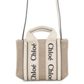 Chloe Woody 2WAYBag Beige/WhiteCHC22AP237I26101 Canvas Leather Size Mini