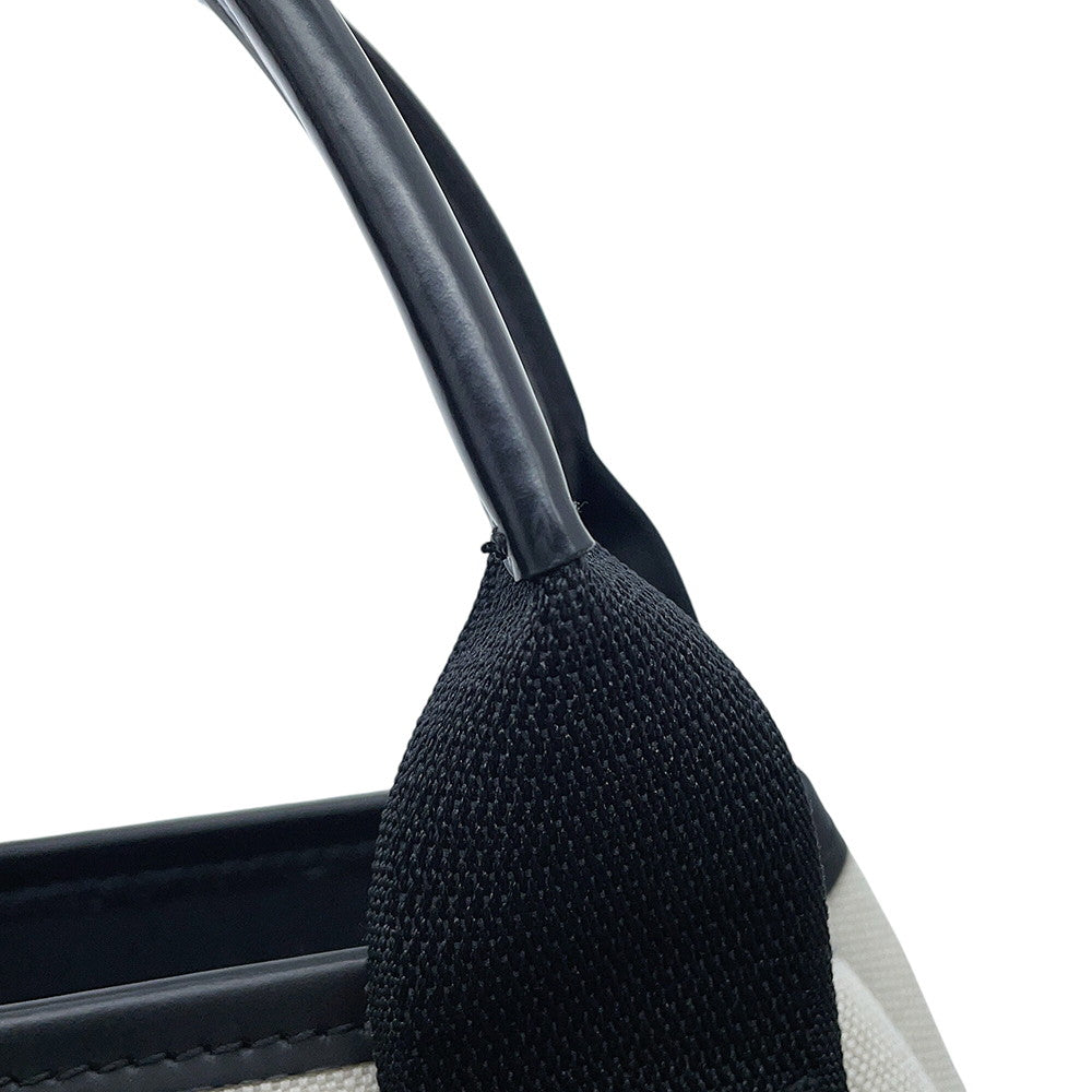 BALENCIAGA Navy Kabas White/Black390346 Canvas Leather Size XS