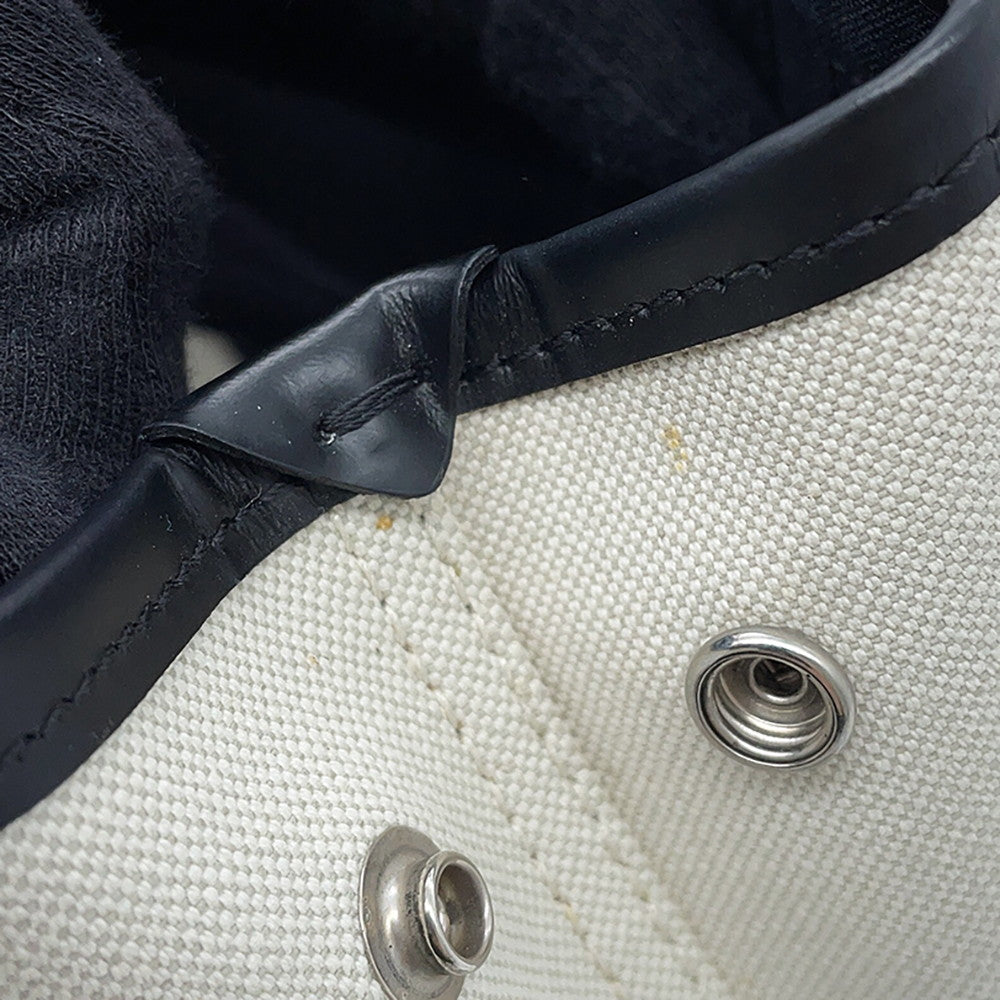BALENCIAGA Navy Kabas White/Black390346 Canvas Leather Size XS