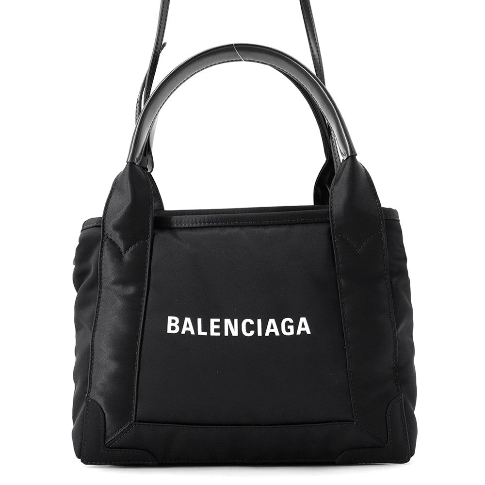BALENCIAGA Navy Kabas Black390346 Nylon Leather Size XS
