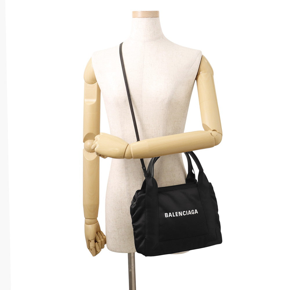 BALENCIAGA Navy Kabas Black390346 Nylon Leather Size XS