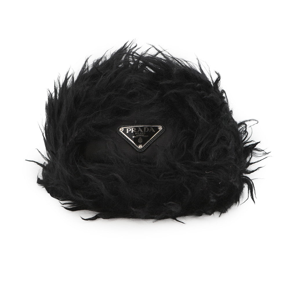 PRADA Flight cap Size L Black2HC180 Nylon Fur