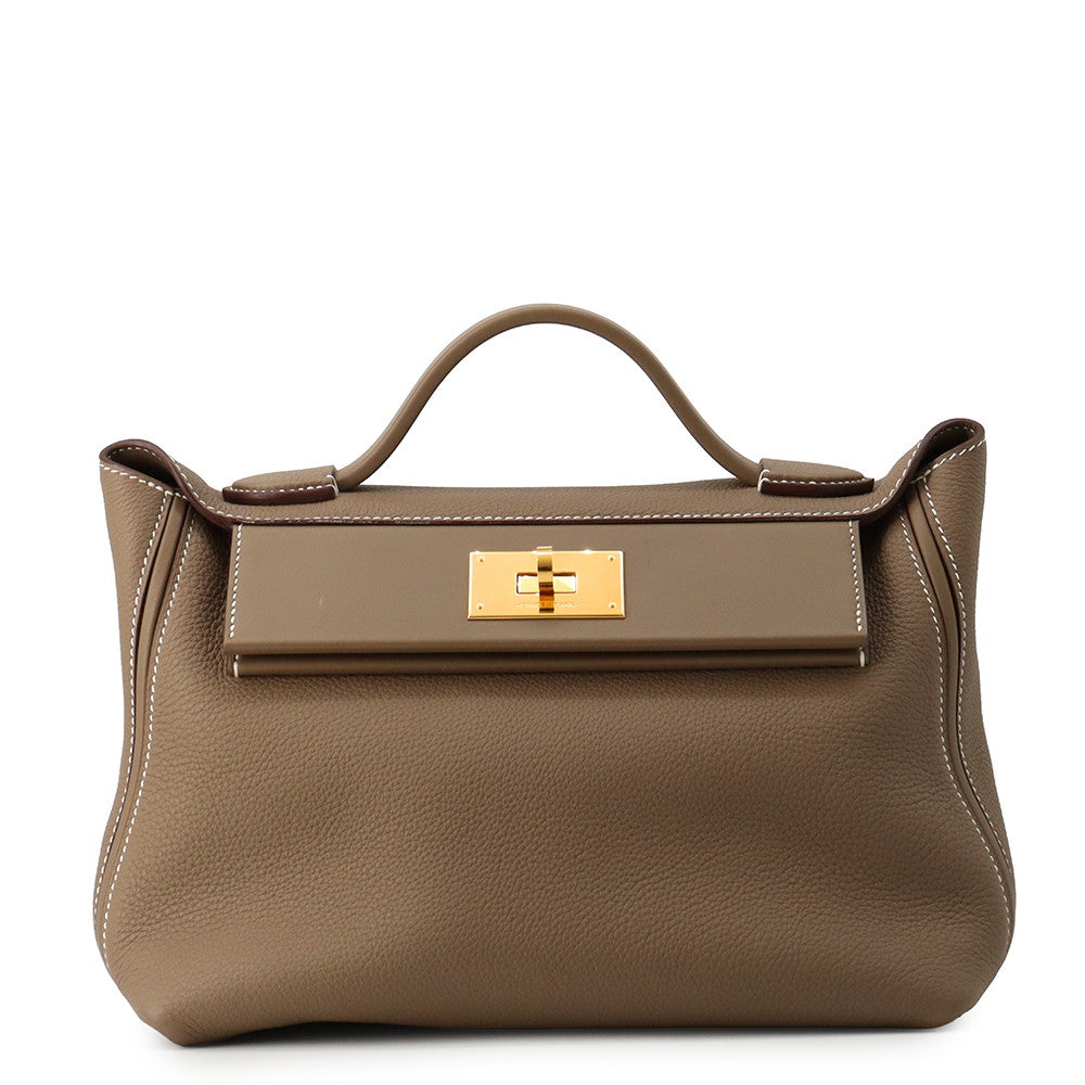 HERMES Sac Van Quatre 24/24 Etoupe Togo Leather Swift Leather Size 29