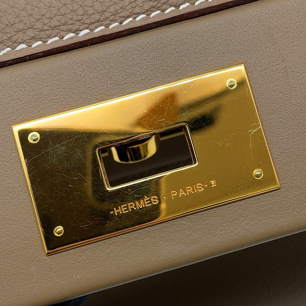 HERMES Sac Van Quatre 24/24 Etoupe Togo Leather Swift Leather Size 29