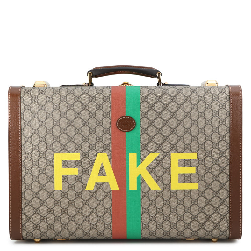 GUCCI Fake knot print suitcase Beige/Brown611642 GG Supreme Leather Size Medium