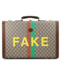 GUCCI Fake knot print suitcase Beige/Brown611642 GG Supreme Leather Size Medium