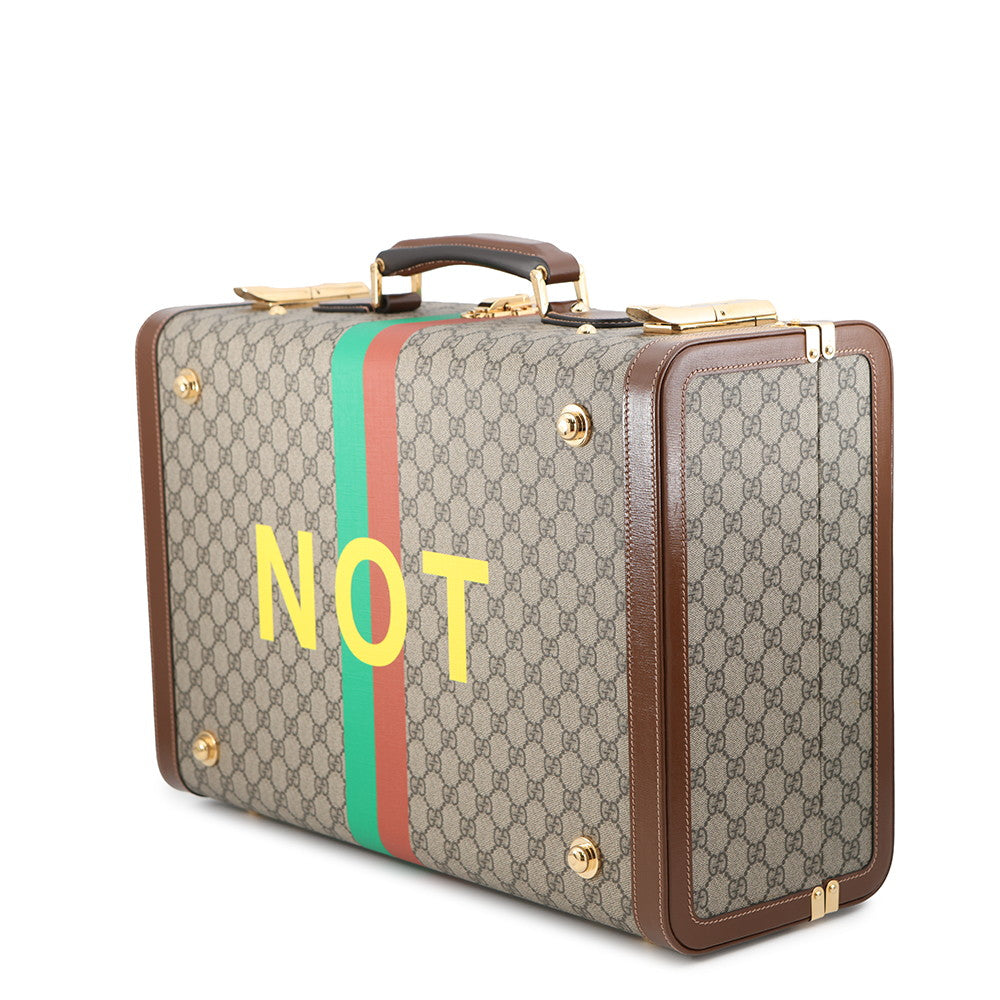 GUCCI Fake knot print suitcase Beige/Brown611642 GG Supreme Leather Size Medium