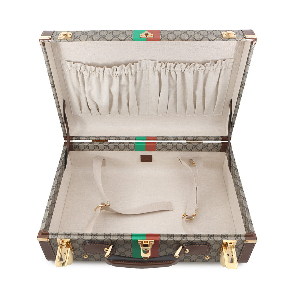 GUCCI Fake knot print suitcase Beige/Brown611642 GG Supreme Leather Size Medium