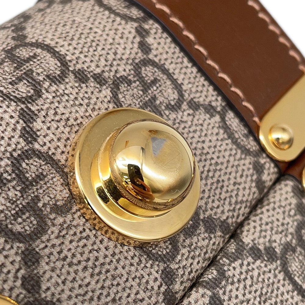 GUCCI Fake knot print suitcase Beige/Brown611642 GG Supreme Leather Size Medium