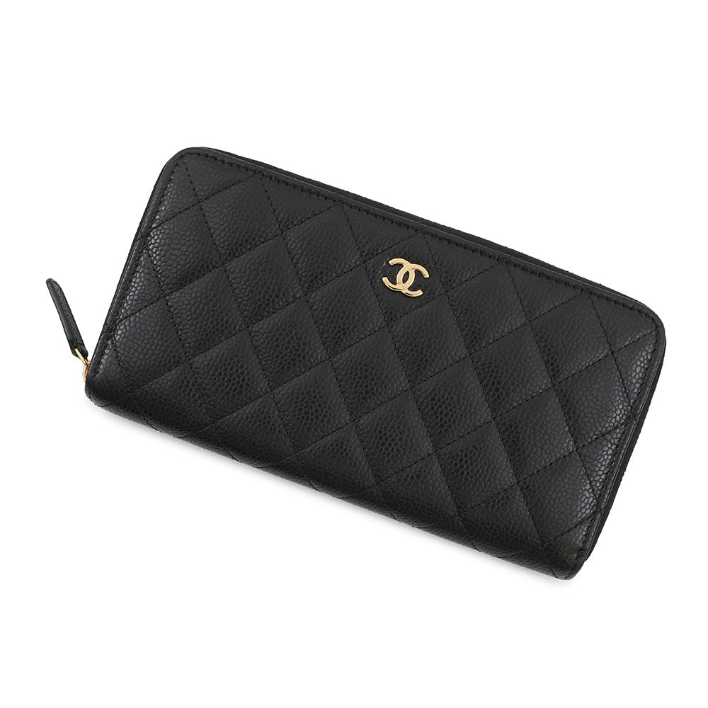 CHANEL Matelasse Zip Around Chozai Cloth BlackAP0242 Caviar Leather