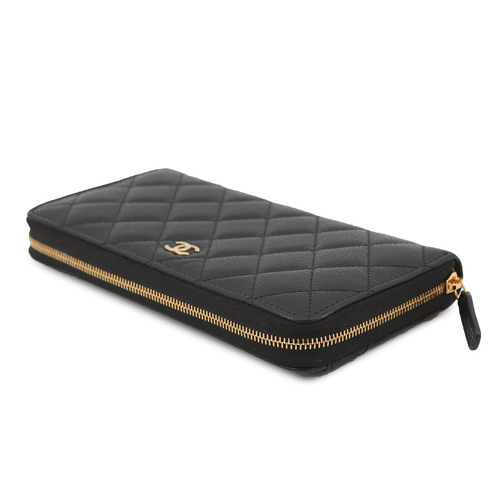 CHANEL Matelasse Zip Around Chozai Cloth BlackAP0242 Caviar Leather