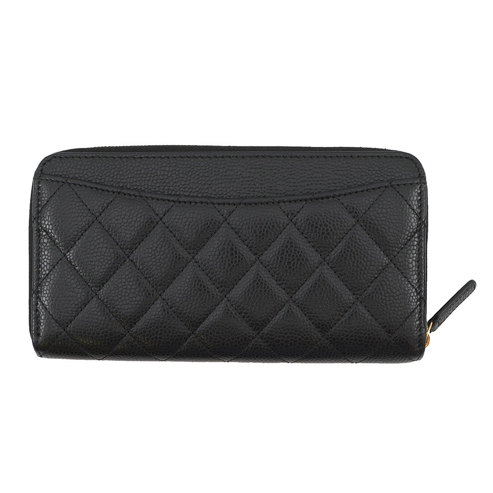 CHANEL Matelasse Zip Around Chozai Cloth BlackAP0242 Caviar Leather