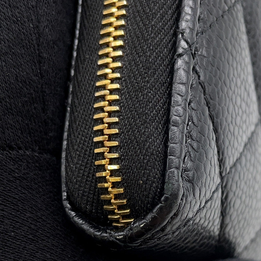 CHANEL Matelasse Zip Around Chozai Cloth BlackAP0242 Caviar Leather