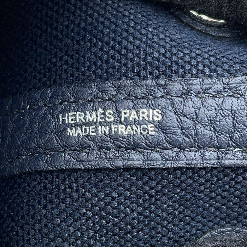 HERMES Garden Party Blue Indigo Toile H Negonda Leather Size TPM
