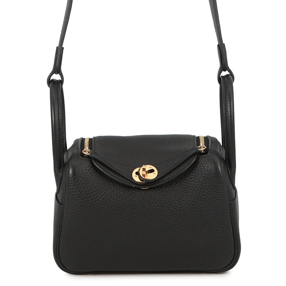 HERMES Lindy Black Taurillon Clemence Size Mini