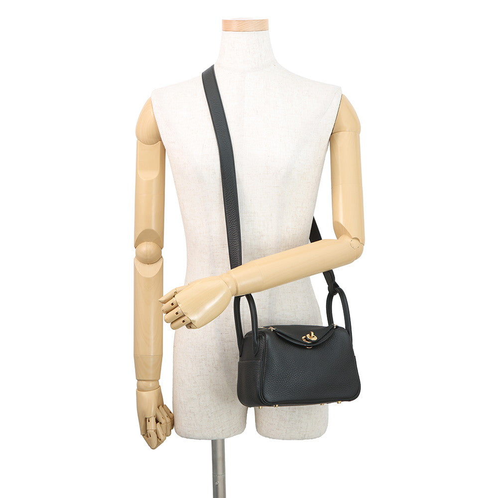 HERMES Lindy Black Taurillon Clemence Size Mini