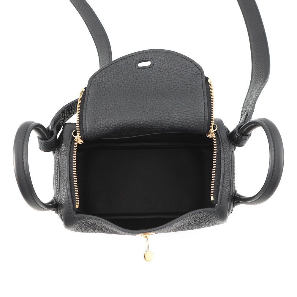 HERMES Lindy Black Taurillon Clemence Size Mini