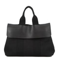 HERMES Valparaiso Black Toile Chevrons Leather Size PM