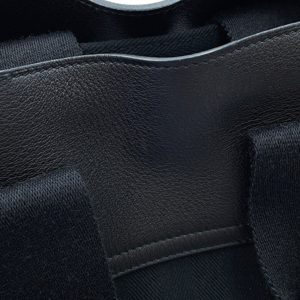 HERMES Valparaiso Black Toile Chevrons Leather Size PM