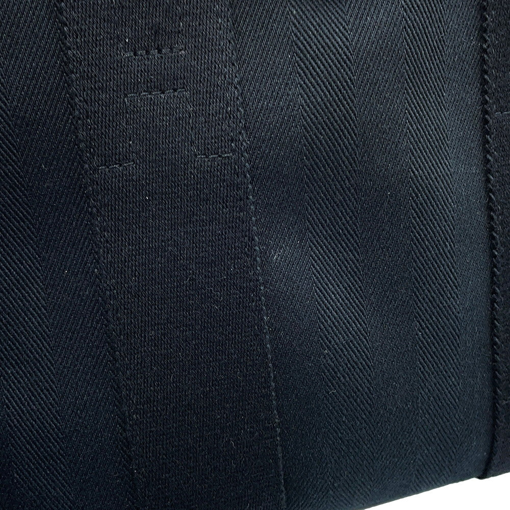 HERMES Valparaiso Black Toile Chevrons Leather Size PM