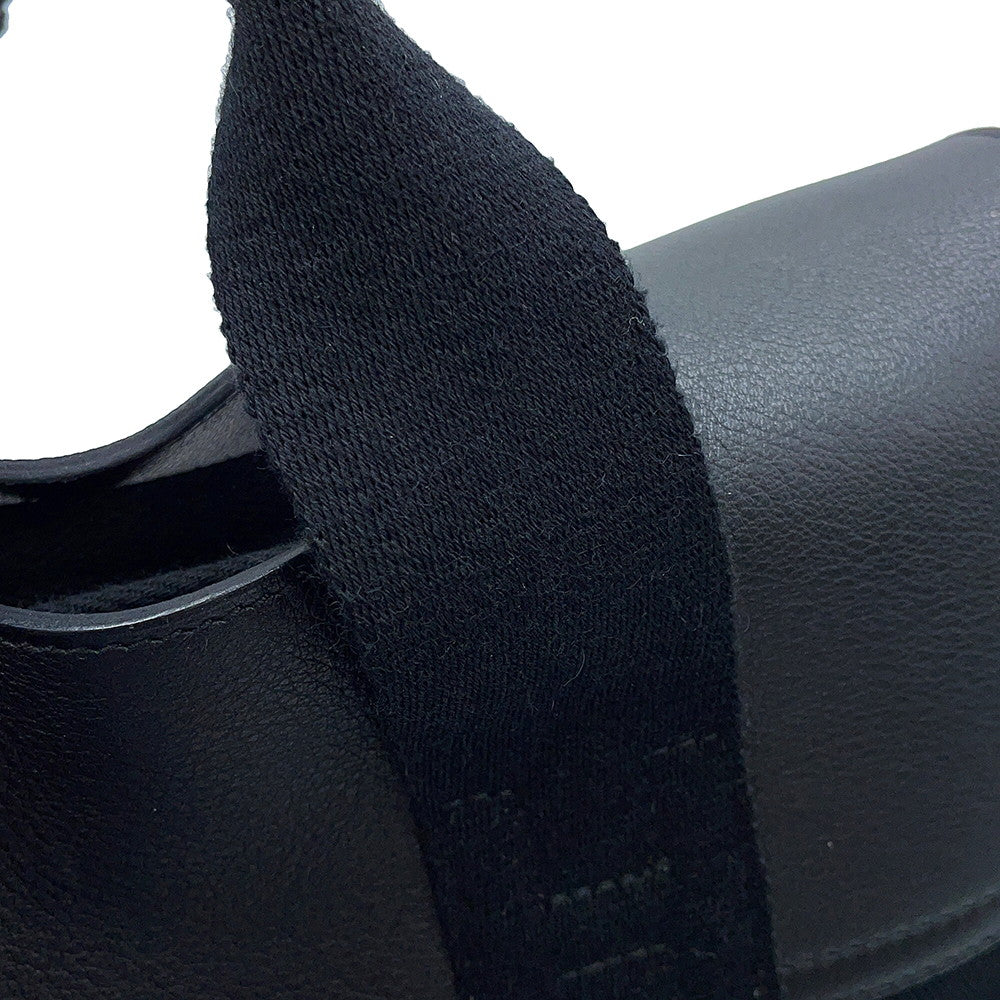 HERMES Valparaiso Black Toile Chevrons Leather Size PM
