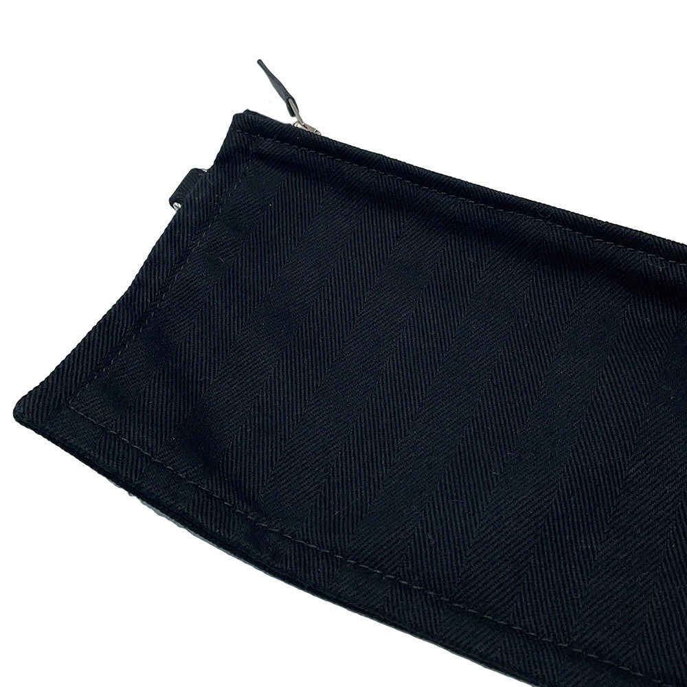 HERMES Valparaiso Black Toile Chevrons Leather Size PM