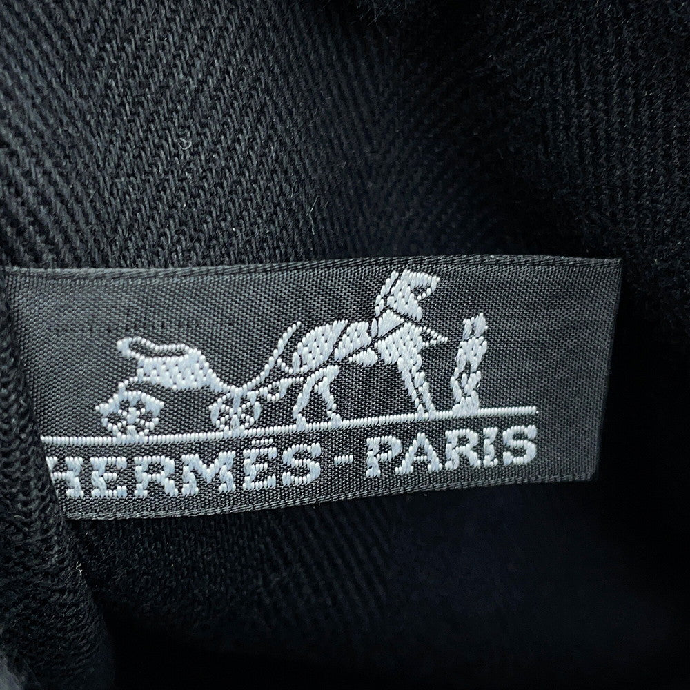 HERMES Valparaiso Black Toile Chevrons Leather Size PM