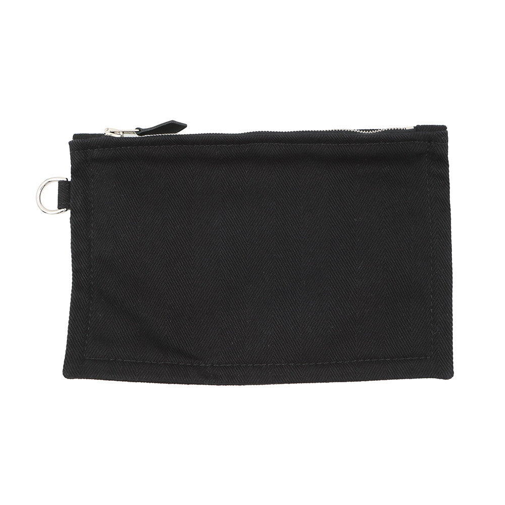 HERMES Valparaiso Black Toile Chevrons Leather Size PM