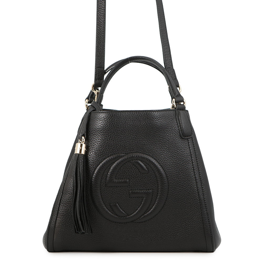 GUCCI Soho Interlocking G Tote Bag Black336751 Leather