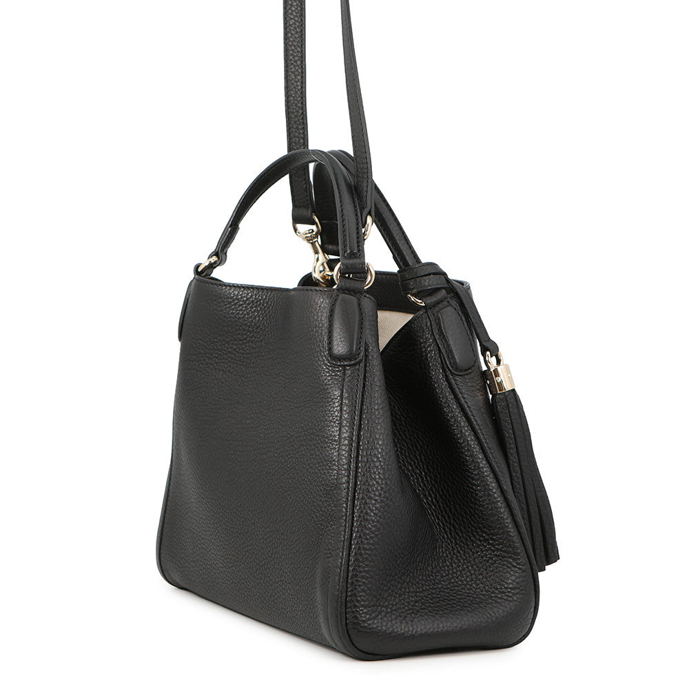 GUCCI Soho Interlocking G Tote Bag Black336751 Leather