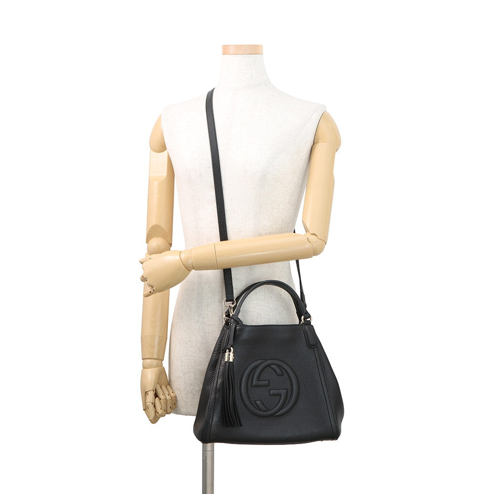 GUCCI Soho Interlocking G Tote Bag Black336751 Leather