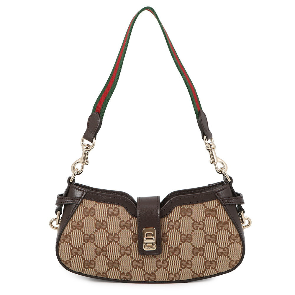 GUCCI Moonside Mini Shoulder Bag Brown/Beige786015 GG Canvas Leather