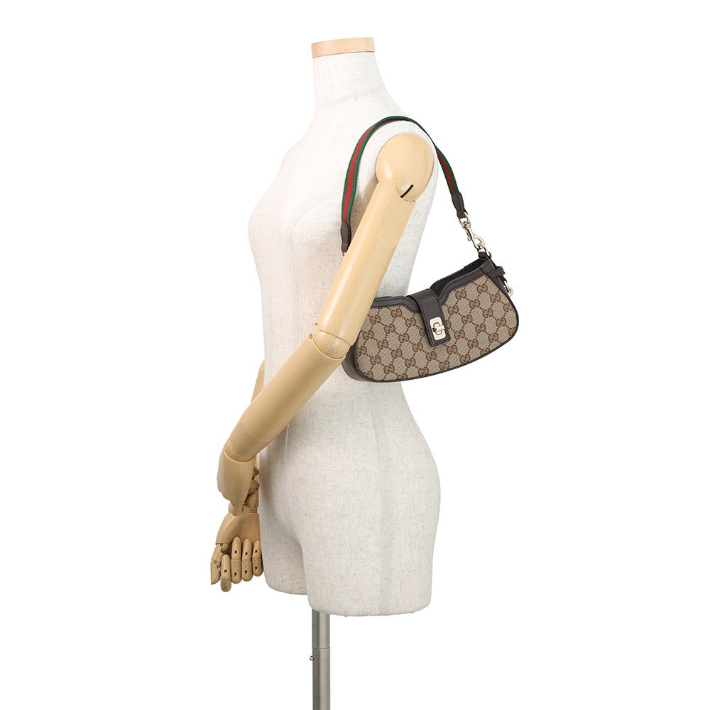 GUCCI Moonside Mini Shoulder Bag Brown/Beige786015 GG Canvas Leather
