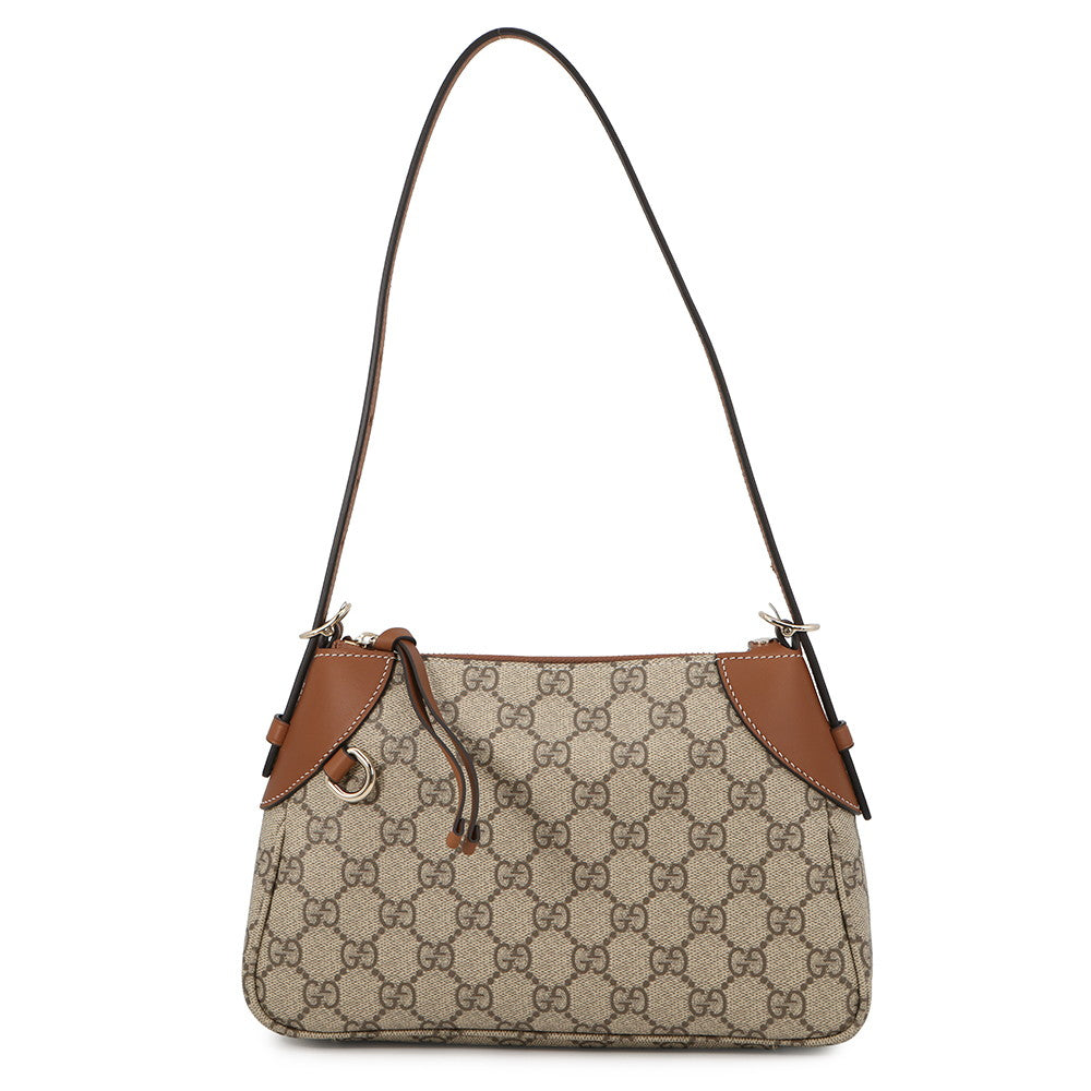 GUCCI GG Emblem Shoulder Bag Beige/Brown815218 GG Supreme Leather Size Small